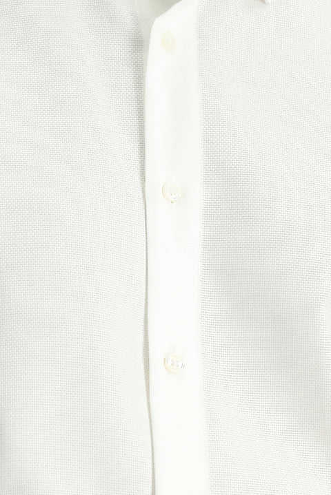 Beyaz Uzun Kol Regular Fit Desenli Pamuk Oxford Gömlek