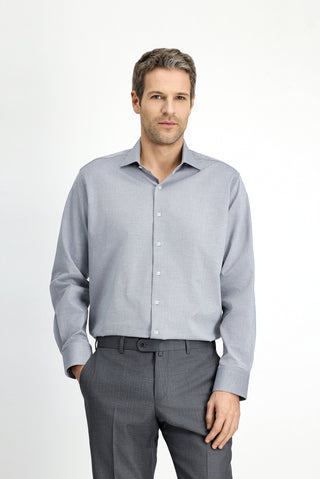  Koyu Lacivert Uzun Kol Klasik Desenli Pamuk Gömlek-Ki??l?