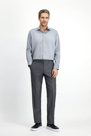  Koyu Lacivert Uzun Kol Klasik Desenli Pamuk Gömlek-Ki??l?