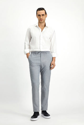  Beyaz Uzun Kol Klasik Desenli Pamuk Gömlek