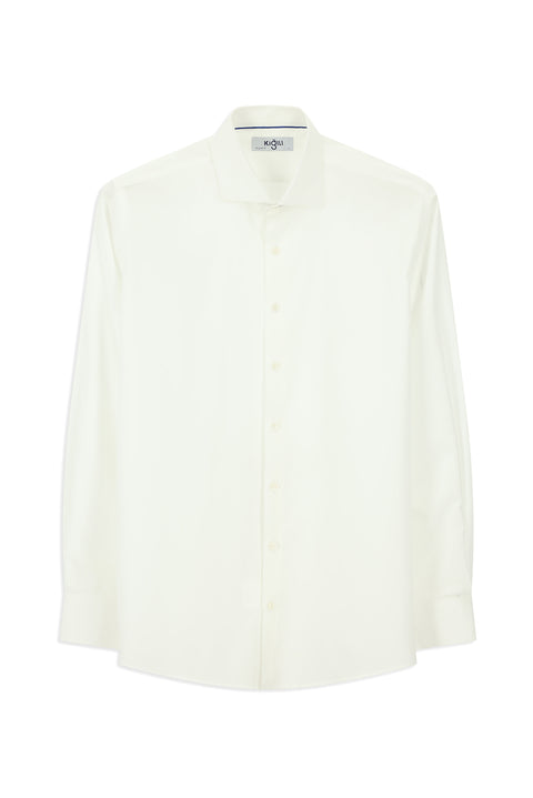 Beyaz Uzun Kol Klasik Desenli Pamuk Gömlek