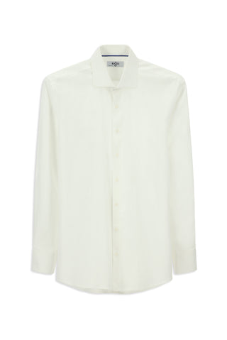  Beyaz Uzun Kol Klasik Desenli Pamuk Gömlek