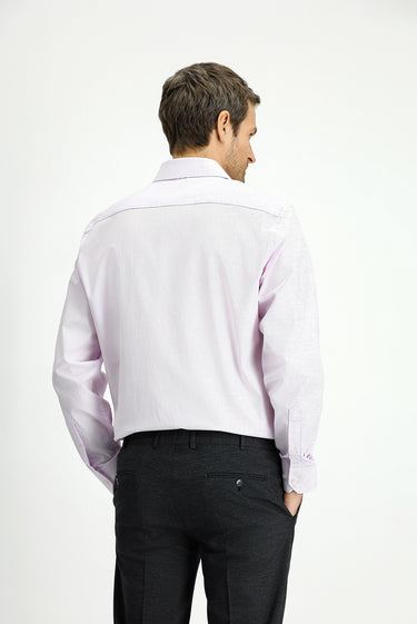 Pembe Uzun Kol Klasik Desenli Pamuk Gömlek