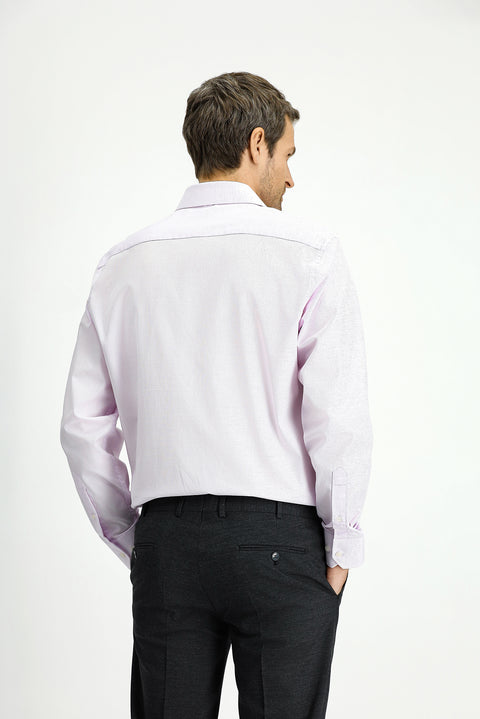 Pembe Uzun Kol Klasik Desenli Pamuk Gömlek