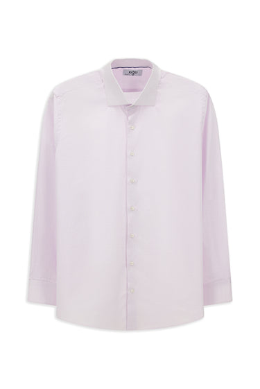 Pembe Uzun Kol Klasik Desenli Pamuk Gömlek