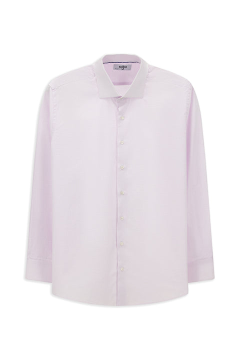 Pembe Uzun Kol Klasik Desenli Pamuk Gömlek