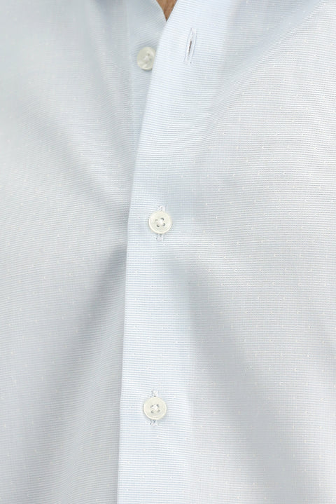 Açık Mavi Uzun Kol Klasik Desenli Pamuk Gömlek