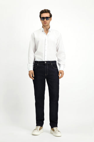  Beyaz Uzun Kol Klasik Desenli Pamuk Gömlek