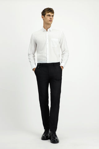  Beyaz Uzun Kol Klasik Desenli Pamuk Gömlek