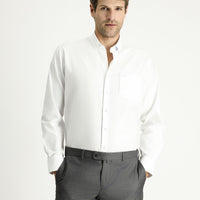 Beyaz Uzun Kol Regular Fit Desenli Spor Pamuklu Düğmeli Yaka Gömlek