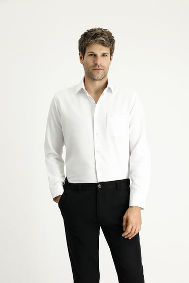  Beyaz Uzun Kol Klasik Desenli Pamuklu Kolay Ütülenebilir Gömlek