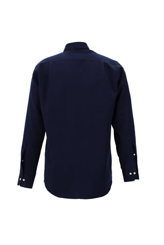  Koyu Lacivert Uzun Kol Klasik Desenli Pamuklu Kolay Ütülenebilir Gömlek-Ki??l?