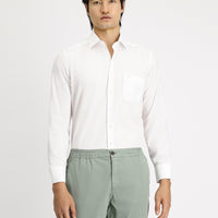 Beyaz Uzun Kol Non Iron Klasik Desenli Pamuklu Gömlek