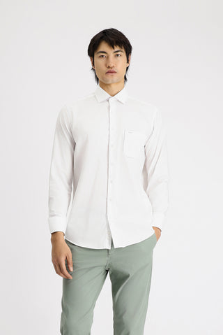  Beyaz Uzun Kol Non Iron Klasik Desenli Pamuklu Gömlek