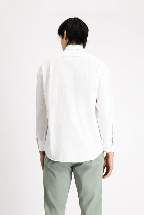 Beyaz Uzun Kol Non Iron Klasik Desenli Pamuklu Gömlek