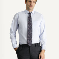 Açık Mavi Uzun Kol Non Iron Klasik Desenli Pamuklu Gömlek