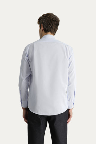  Açık Mavi Uzun Kol Non Iron Klasik Desenli Pamuklu Gömlek