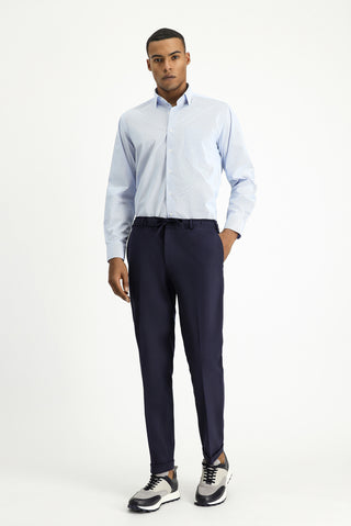  Açık Mavi Uzun Kol Klasik Desenli Pamuklu Non Iron Gömlek