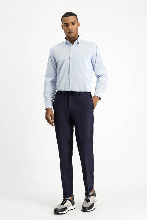 Açık Mavi Uzun Kol Klasik Desenli Pamuklu Non Iron Gömlek