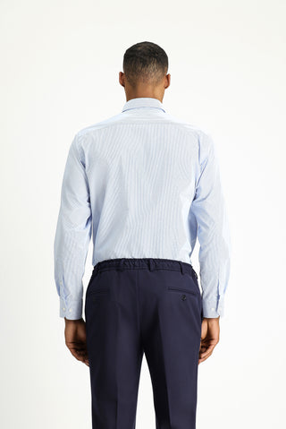  Açık Mavi Uzun Kol Klasik Desenli Pamuklu Non Iron Gömlek