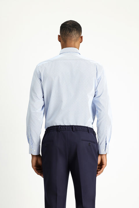 Açık Mavi Uzun Kol Klasik Desenli Pamuklu Non Iron Gömlek