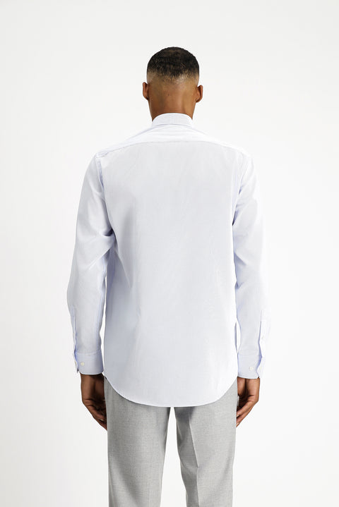 Açık Mavi Uzun Kol Klasik Non Iron Desenli Pamuklu Düğmeli Yaka Gömlek