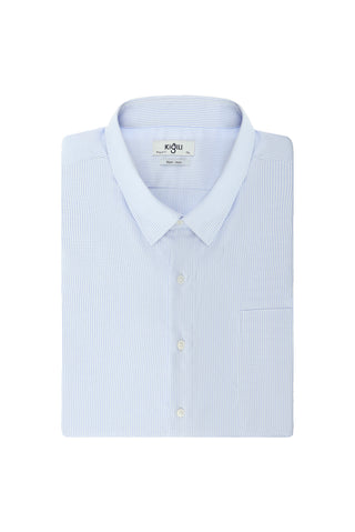  Açık Mavi Uzun Kol Klasik Desenli Non Iron Cepli Pamuklu Gömlek