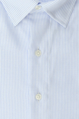  Açık Mavi Uzun Kol Klasik Desenli Non Iron Cepli Pamuklu Gömlek