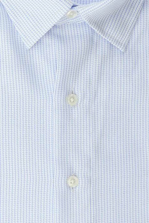 Açık Mavi Uzun Kol Klasik Desenli Non Iron Cepli Pamuklu Gömlek