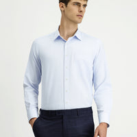 Açık Mavi Uzun Kol Klasik Desenli Pamuklu Kolay Ütülenebilir Gömlek