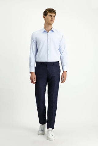  Açık Mavi Uzun Kol Klasik Desenli Pamuklu Kolay Ütülenebilir Gömlek