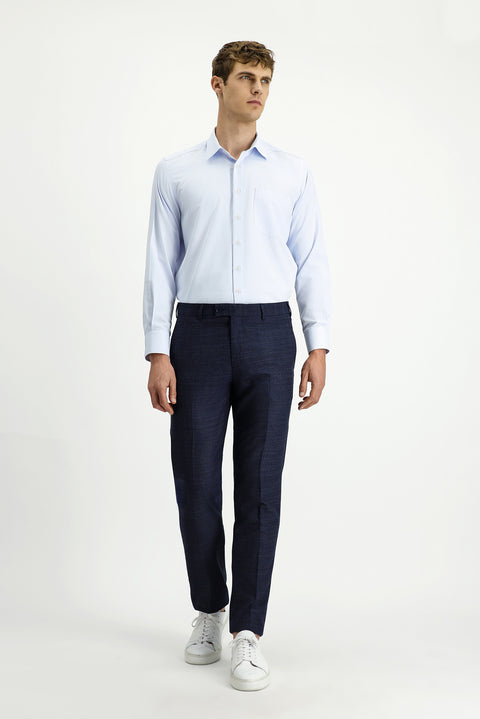 Açık Mavi Uzun Kol Klasik Desenli Pamuklu Kolay Ütülenebilir Gömlek