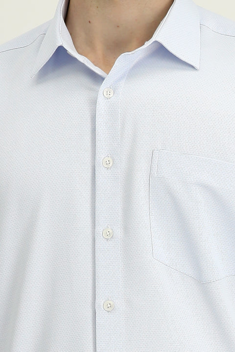 Açık Mavi Uzun Kol Klasik Desenli Pamuklu Kolay Ütülenebilir Gömlek