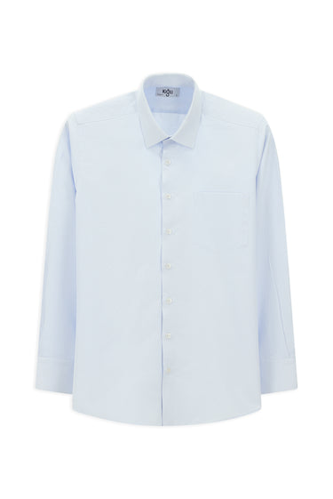 Açık Mavi Uzun Kol Klasik Desenli Pamuklu Kolay Ütülenebilir Gömlek