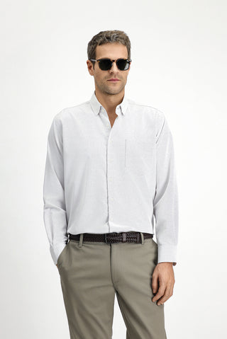  Açık Bej Uzun Kol Klasik Desenli Pamuklu Kolay Ütülenebilir Gömlek