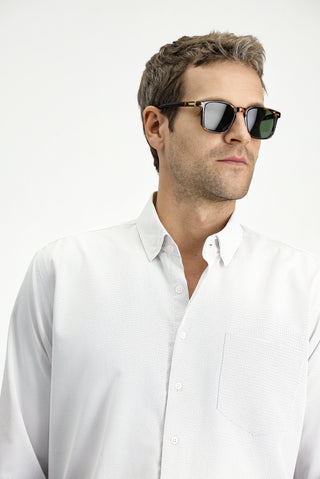  Açık Bej Uzun Kol Klasik Desenli Pamuklu Kolay Ütülenebilir Gömlek