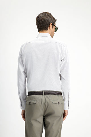  Açık Bej Uzun Kol Klasik Desenli Pamuklu Kolay Ütülenebilir Gömlek