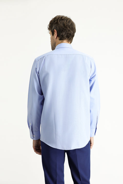 Mavi Uzun Kol Klasik Oxford Pamuklu Kolay Ütülenebilir Gömlek