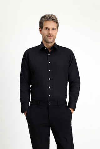  Siyah Uzun Kol Klasik Pamuk Gömlek
