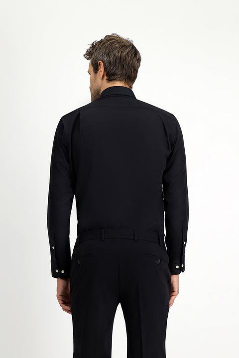 Siyah Uzun Kol Klasik Su İtici Leke Tutmaz 4 Mevsim Pamuk Gömlek