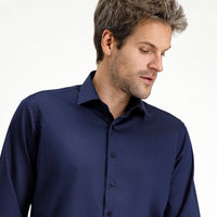 Koyu Lacivert Uzun Kol Klasik Pamuk Gömlek