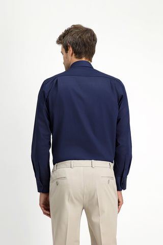  Koyu Lacivert Uzun Kol Klasik Su İtici Leke Tutmaz 4 Mevsim Pamuk Gömlek