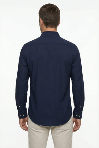  Koyu Lacivert Uzun Kol Klasik Nano Care Su İtici Leke Tutmaz 4 Mevsim Pamuk Gömlek