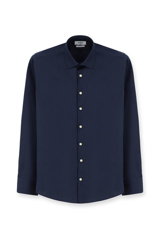  Koyu Lacivert Uzun Kol Klasik Su İtici Leke Tutmaz 4 Mevsim Pamuk Gömlek