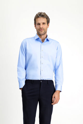  Açık Mavi Uzun Kol Klasik Pamuk Gömlek