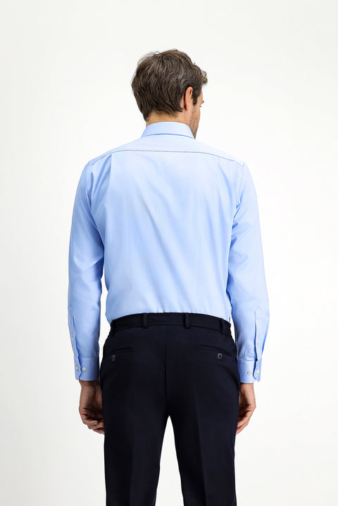 Açık Mavi Uzun Kol Klasik Su İtici Leke Tutmaz 4 Mevsim Pamuk Gömlek