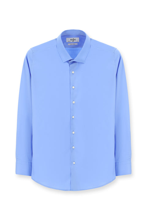 Koyu Mavi  Uzun Kol Klasik Nano Care Su İtici Leke Tutmaz 4 Mevsim Pamuk Gömlek