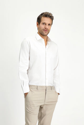  Beyaz Uzun Kol Klasik Pamuk Gömlek