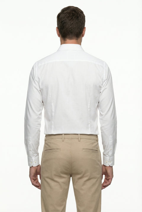White Long Sleeve Classic Nano Care Water Repellent Stain Resistant 4 Seasons Cotton Shirt