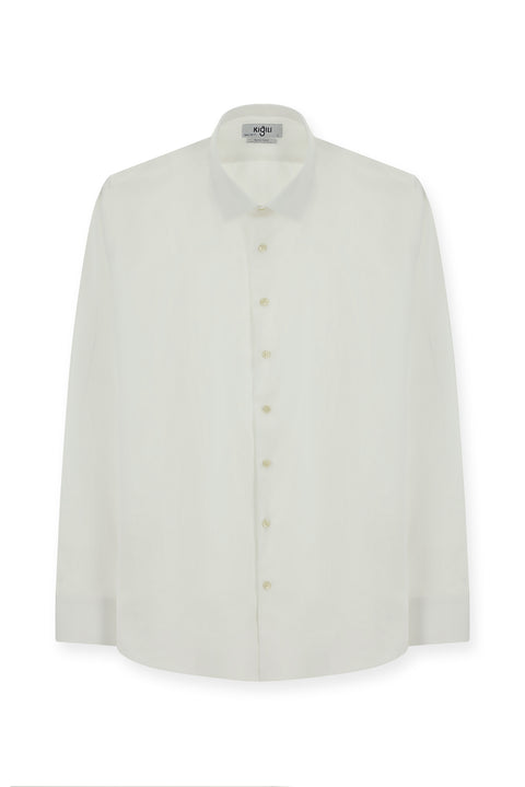 Beyaz Uzun Kol Klasik Su İtici Leke Tutmaz 4 Mevsim Pamuk Gömlek